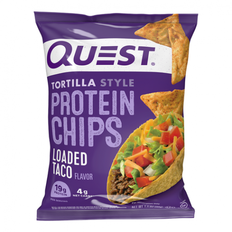 Quest tortilla style protein chips, chipsuri proteice, cu aroma de taco, 32g - Gnc