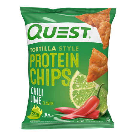 Quest tortilla style protein chips, chipsuri proteice, cu aroma de chili si lime, 32g - Gnc