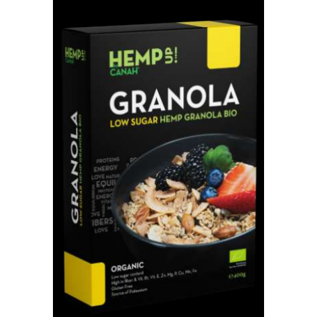 Granola low sugar cu canepa, eco-bio, 400g - Canah