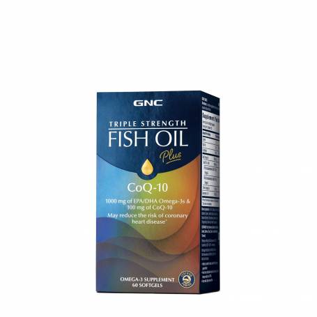Triple strength fish oil plus coq-10, ulei de peste plus coenzima q-10,  60cps - Gnc