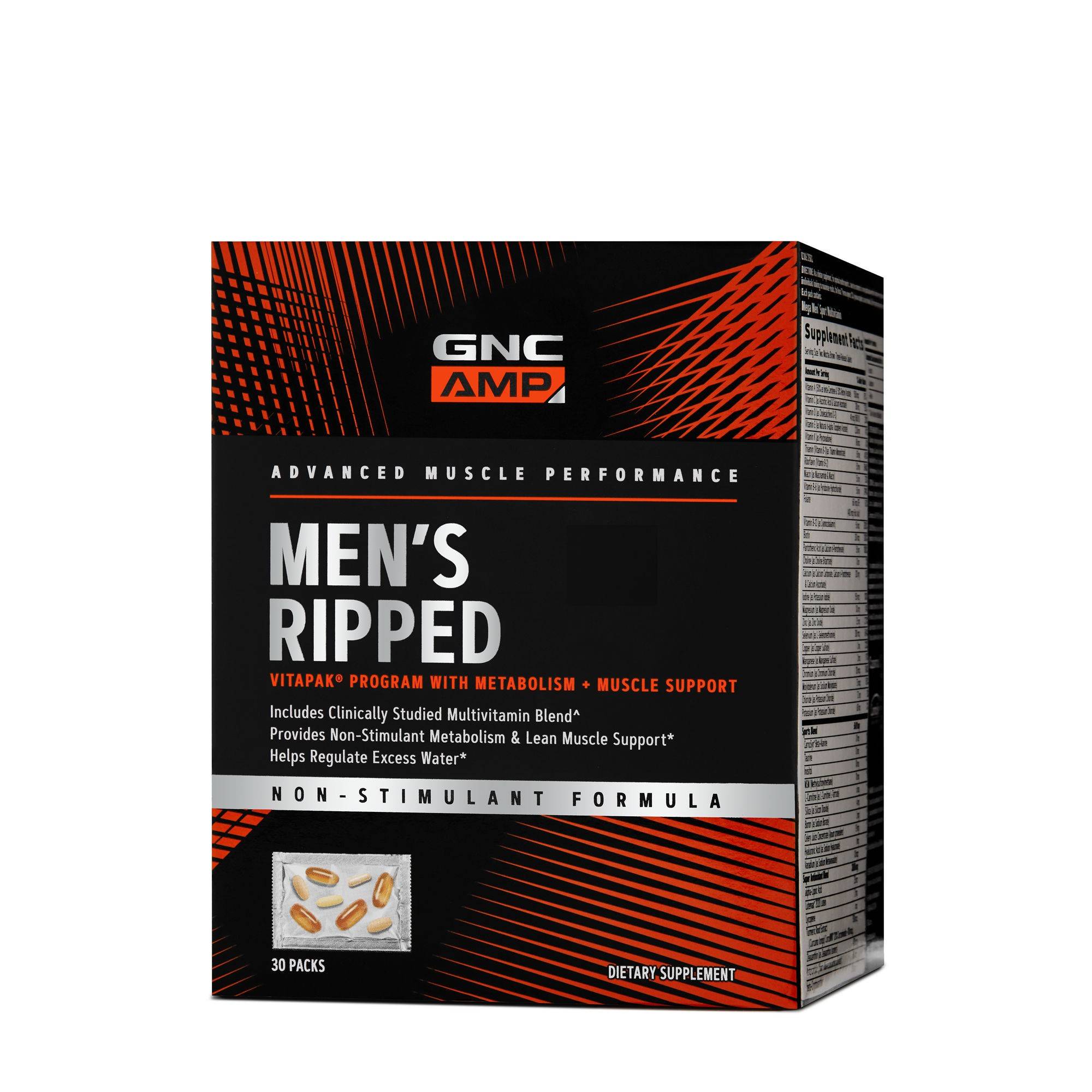 Amp men\'s ripped vitapak complex de multivitamine pentru barbati- non stimulant, 30pachetele - Gnc