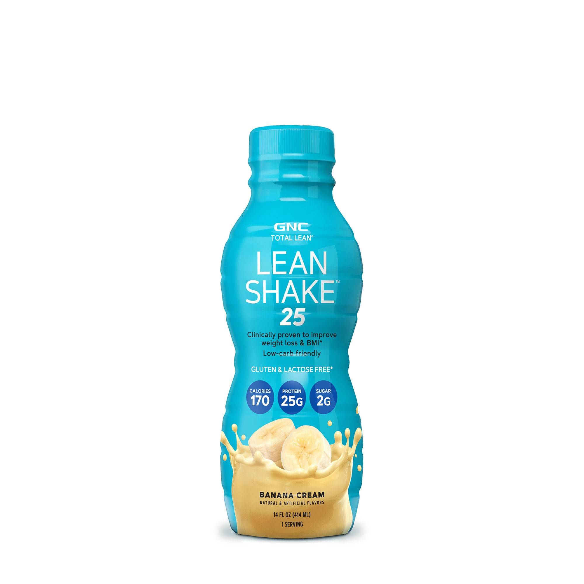 Total lean lean shake 25, shake proteic rtd cu aroma de banane, 414ml - gnc
