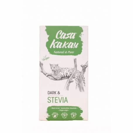Ciocolata neagra vegana fara zahar cu stevia, 70g - Casa Kakau