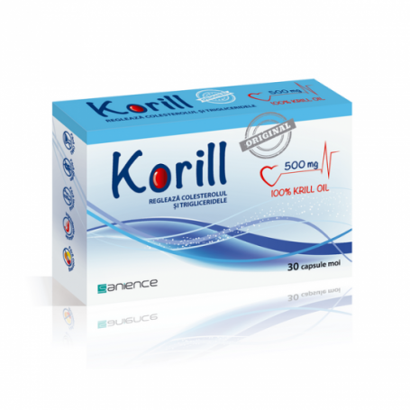 Korill ulei pur de krill 500mg, 30cps - Sanience