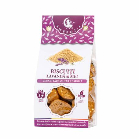 BISCUITI VEGANI CU LAVANDA SI MEI, fara zahar, 130g - Hiper Ambrozia