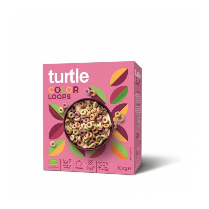 Inele colorate multicereale, eco-bio, fara gluten, 300g - Turtle