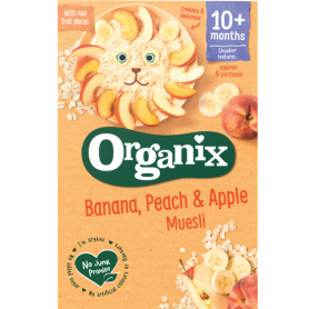 Musli cu banane, piersici si mar, +10 luni, 200g - Organix