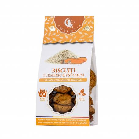 BISCUITI VEGANI CU TURMERIC SI PSYLLIUM  fara zahar – 150g - Hiper Ambrozia