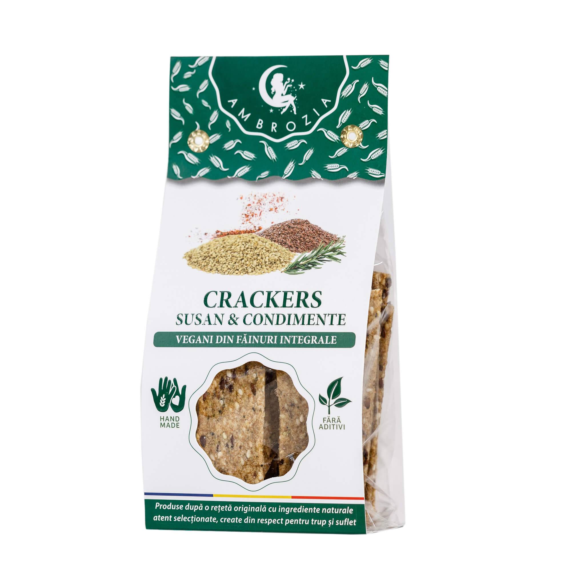 Crackers vegani cu susan si condimente – 125g - hiper ambrozia
