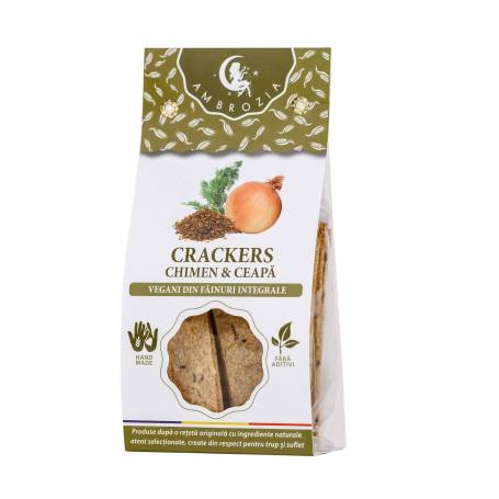 CRACKERS VEGANI CU CHIMEN SI CEAPA – 125g - Hiper Ambrozia