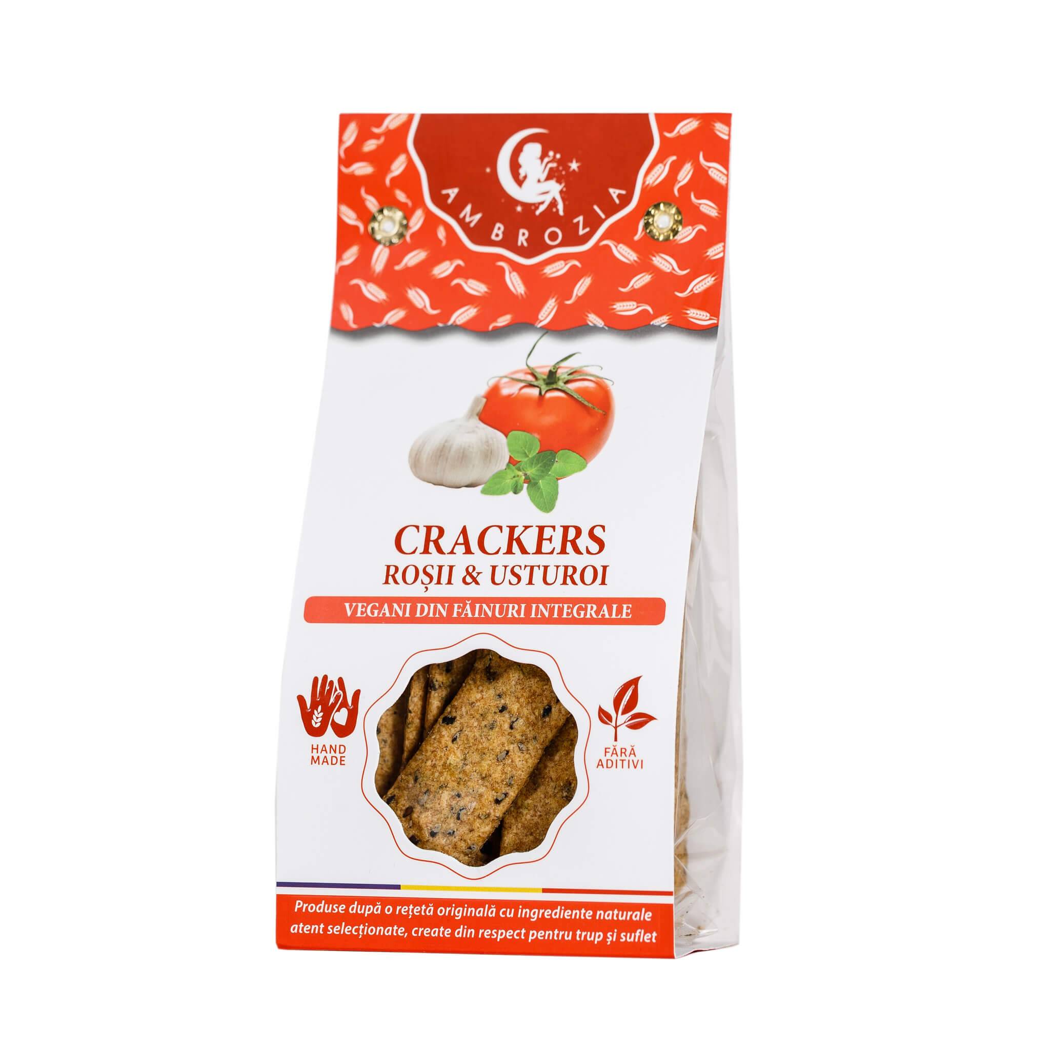 Crackers vegani cu rosii si usturoi – 125g - hiper ambrozia
