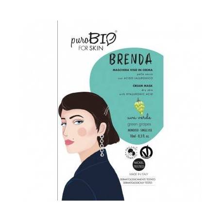 Masca crema pentru ten uscat BRENDA cu struguri verzi, 10ml - PuroBio