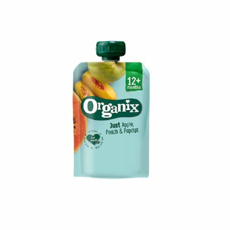 Piure de mere, piersici si papaya, +12 luni, eco-bio, 100g - Organix
