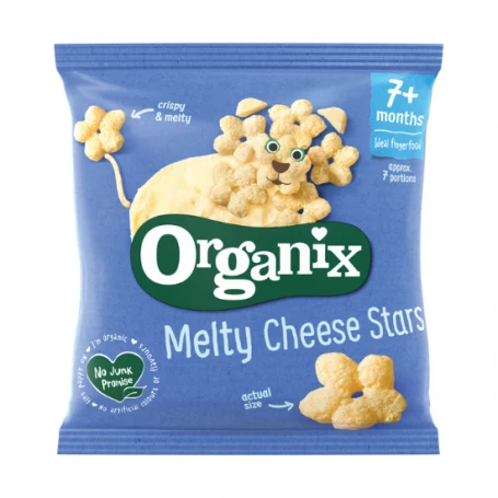 Snack stelute din porumb cu branza, +7 luni, eco-bio, 12g - Organix