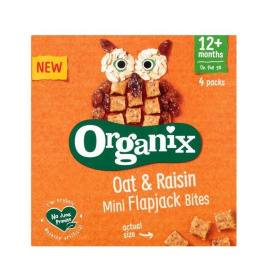 Cubulete moi din ovaz integral si stafide Flapjack, +12 luni, eco-bio, 4x20g - Organix