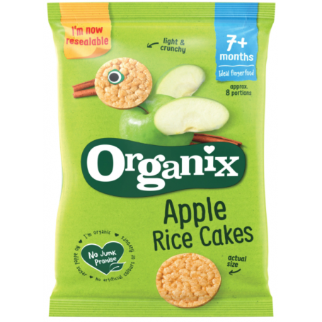 Rondele din orez expandat cu mere, +7 luni, eco-bio, 50g - Organix