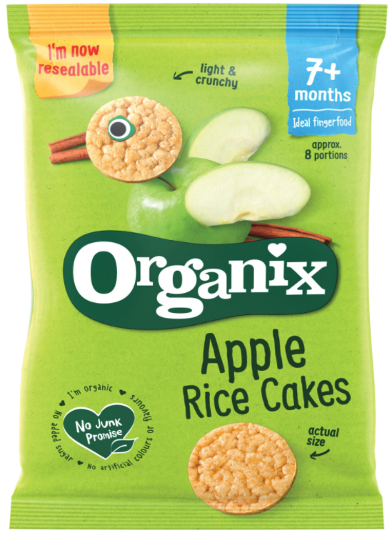 Rondele din orez expandat cu mere, +7 luni, eco-bio, 50g - organix