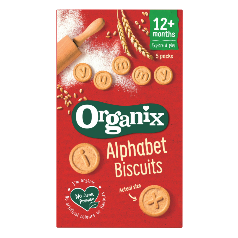 Biscuiti alfabet, +12 luni, eco-bio, 5x25g - Organix
