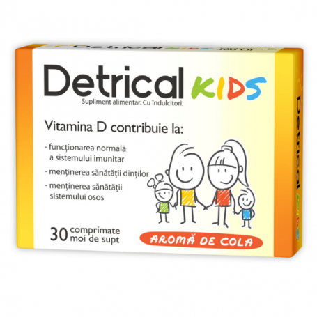 Detrical Kids cu aroma de cola D3, 400UI, 30cpr - Zdrovit