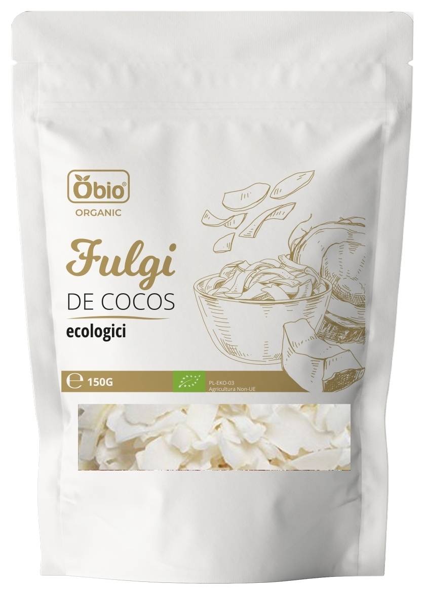 Fulgi de cocos raw, eco-bio, 150g - obio