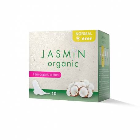 Absorbante de zi cu bumbac organic si aripioare, 4 picaturi, 10 buc - Jasmin Nature