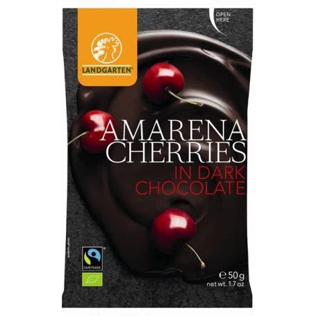 Cirese in ciocolata neagra, eco-bio, 50g - Landgarten