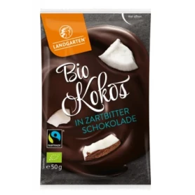 Cocos in ciocolata neagra, eco-bio, 50g - Landgarten