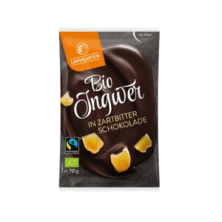 Ghimbir in ciocolata neagra, eco-bio, 50g - Landgarten