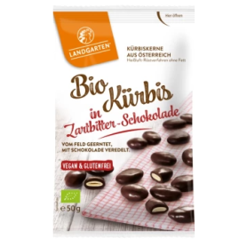 Seminte de dovleac in ciocolata neagra, eco-bio, 50g - Landgarten