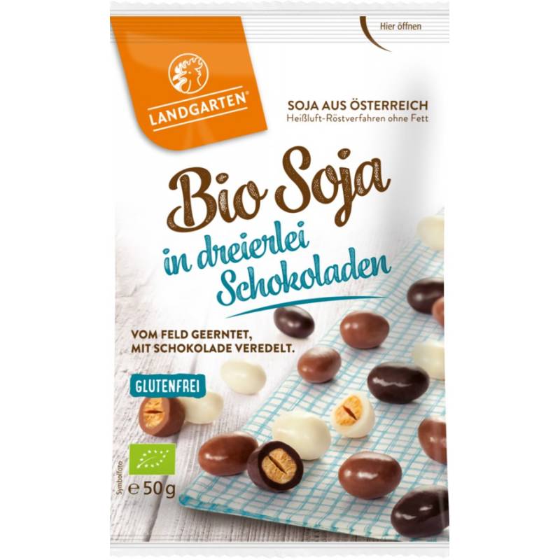 Soia boabe in mix de ciocolata, eco-bio, 50g - Landgarten
