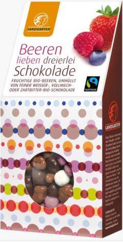 Fructe de padure in mix de ciocolata, berry-mix in chocolate, eco-bio, 90g - landgarten