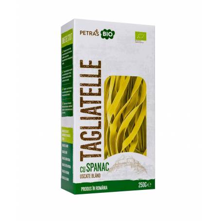 Tagliatele eco-bio din grau dur cu spanac 250g Petras