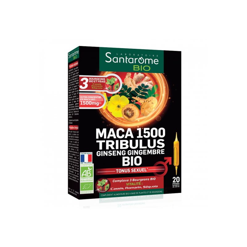 Maca 1500 Tribulus, eco-bio, 20fiole - Santarome