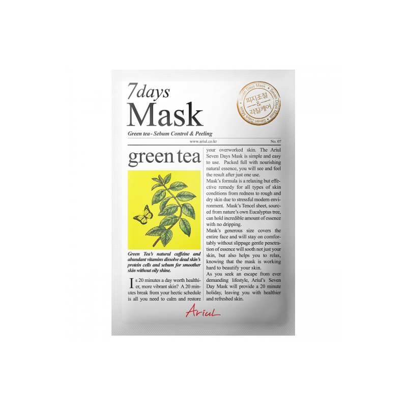 Masca servetel cu ceai verde, 7Days Mask, 20g - Ariul