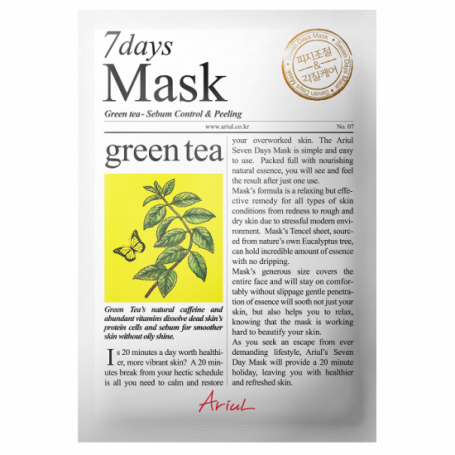 Masca servetel cu ceai verde, 7Days Mask, 20g - Ariul