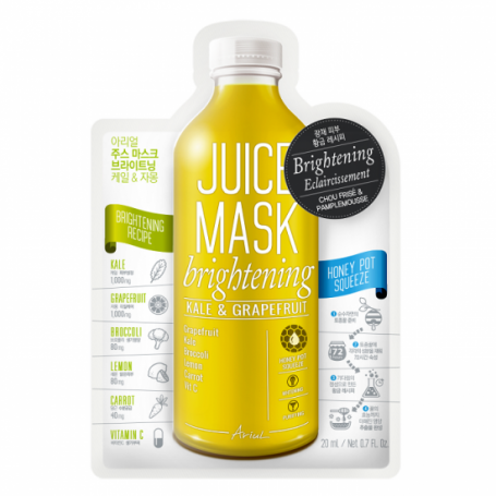 Masca servetel cu varza kale si grapefruit, Juice Mask Brightening, 20g - Ariul