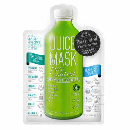 Masca servetel cu menta si mar verde, Juice Mask Brightening, 20g - Ariul