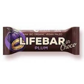 Baton cu prune in ciocolata raw, fara gluten, eco-bio, 40g - Lifebar
