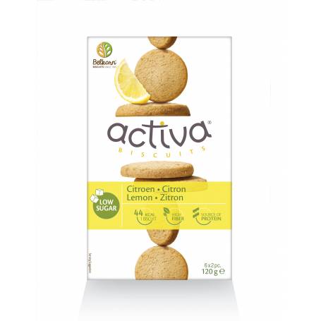 Biscuiti Activa cu lamaie fara zahar, 120g Belkorn