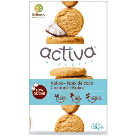 Biscuiti Activa cu cocos fara zahar, 120g Belkorn