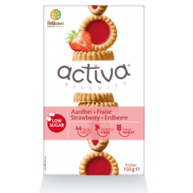 Biscuiti Activa cu capsuni, fara zahar, 120g Belkorn