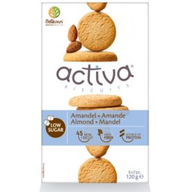 Biscuiti Activa cu migdale, fara zahar, 120g Belkorn