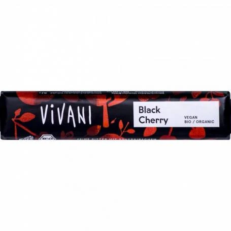 Baton de ciocolata amaruie cu visine, eco-bio, 35g - Vivani
