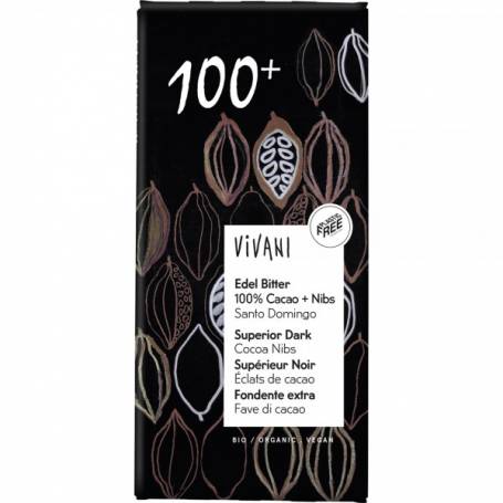 Ciocolata amara 100% cacao, eco-bio, 80g - Vivani