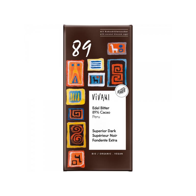 Ciocolata amaruie cu 89% cacao, eco-bio, 80g - Vivani