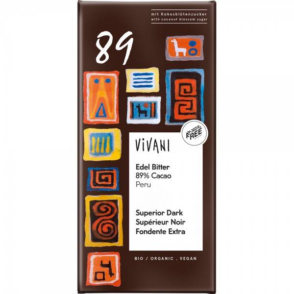 Ciocolata amaruie cu 89% cacao, eco-bio, 80g - vivani