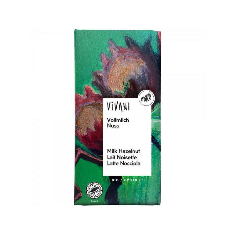 Ciocolata cu alune si lapte integral, eco-bio, 100g - Vivani