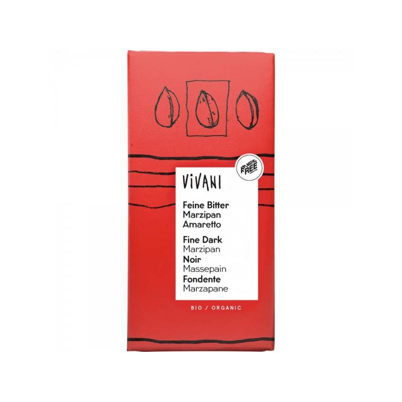 Ciocolata neagra cu martipan amaretto, eco-bio, 100g - Vivani