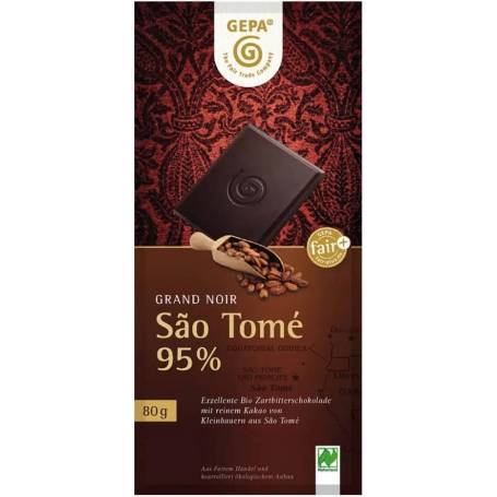 Ciocolata amaruie cu 95% cacao - Sao Tome, 80 g, Fairtrade - Gepa