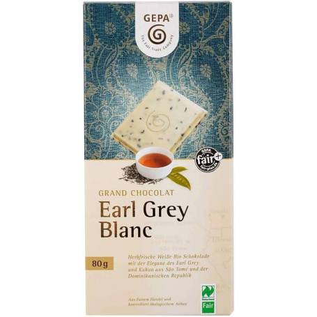 Ciocolata alba cu ceai negru Earl Grey si ulei de Bergamota, eco-bio, 80 g, Fairtrade - Gepa
